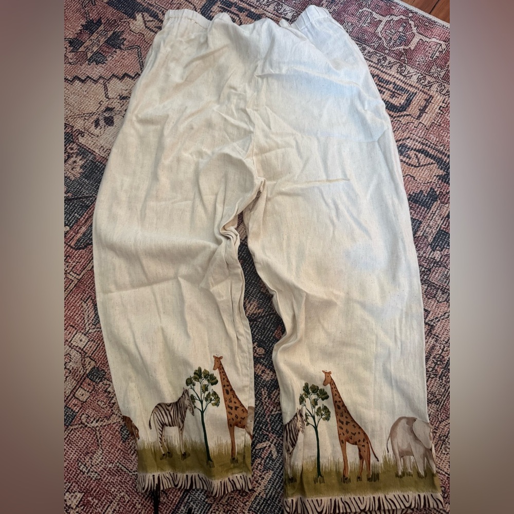 Animal Print Cream Pants